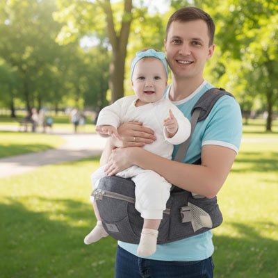 Porte bebe multifonction avec poches de rangement et maintien optimal des hanches de bébé