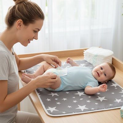 Tapis à langer nomade de voyage avec motifs décoratifs, accessoire indispensable pour les parents et nouveau-nés