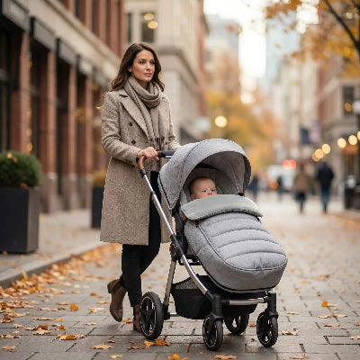 chancelière poussette universelle gris clair bébé protection froid sortie extérieure