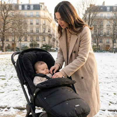 Chancelière poussette, universelle et confortable, gardant bébé bien au chaud pendant les balades.
