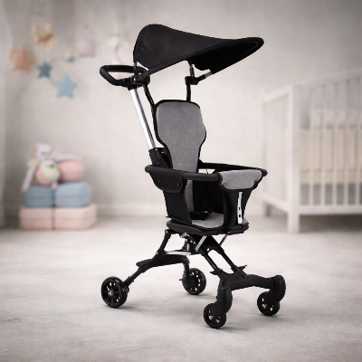 Poussette-travelLite-regulier-moderne-dans-une-nurserie-douce