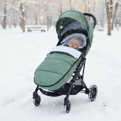 chancelière poussette verte chaude bébé hiver accessoire sortie bébé confortable