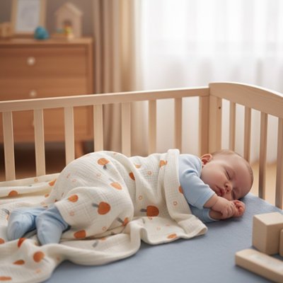 Couverture bébé douce et légère en coton naturel adaptée aux nouveau-nés de 0 à 12 mois