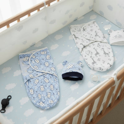 Couverture d'emmaillotage bébé en coton respirant avec fermeture scratch, idéale pour nouveau-né et sommeil sécurisé