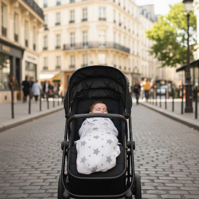 Couverture d’emmaillotage bébé motifs étoiles unisexe avec serrage ajustable et coton respirant