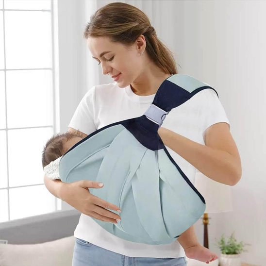 Echarpe de portage bleu idéal pour nouveau-né 0-1 an, confortable et respirant