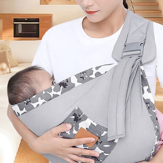 Echarpe de portage physiologique réversible avec sangle rembourrée et tissu respirant confortable