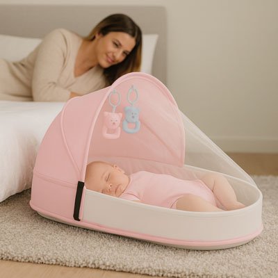 Lit bebe de voyage matelas confortable moustiquaire integree protection anti insectes