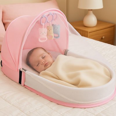 lit bebe portable moustiquaire rose