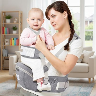 Porte bebe ajustable avec tissu mesh respirant et soutien confortable pour les parents