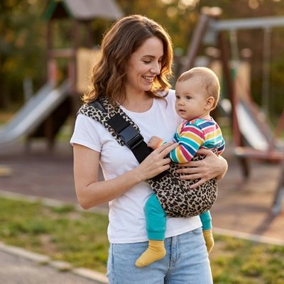 Porte bebe avec sangle ajustable offrant un transport confortable et sécurisé pour bébé lors des promenades et des activités quotidiennes.