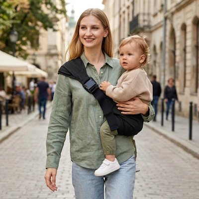 Porte bébé compact avec réglage personnalisé, idéal pour les courses, les voyages et les activités quotidiennes en gardant les mains libres