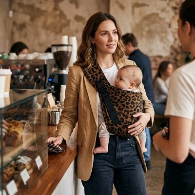 Porte bebe croisée permettant de transporter bébé confortablement tout en gardant les mains libres pour les activités quotidiennes
