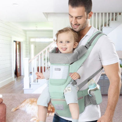 Porte bebe ergonomique modulable avec plusieurs positions de portage pour nouveau-né et tout-petit