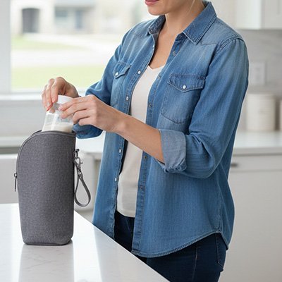 Porte biberon isotherme pour biberon avec capacité adaptée, matériau lavable et protection thermique longue durée