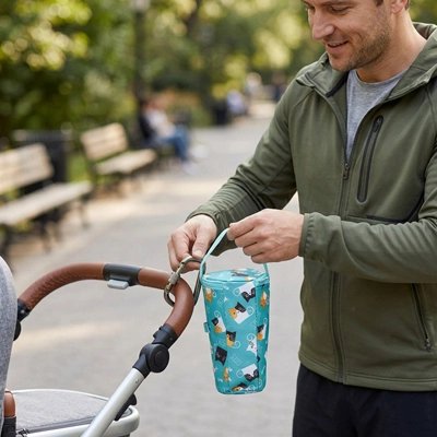Porte biberon pour biberon avec couvercle transparent et fermeture étanche, idéale pour transporter le repas de bébé en toute sécurité