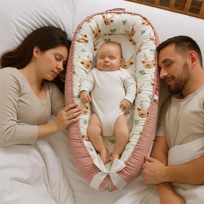 Réducteur de lit bébé cocon anatomique confortable avec matelas ergonomique et tissu coton respirant