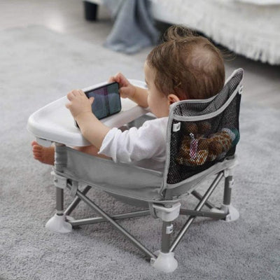 Rehausseur chaise​ compact et transportable, doté d’un plateau détachable facile à nettoyer et d’une hauteur ajustable selon la croissance de l’enfant