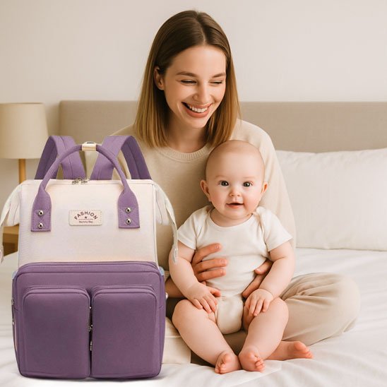 Sac à dos à langer mauve 