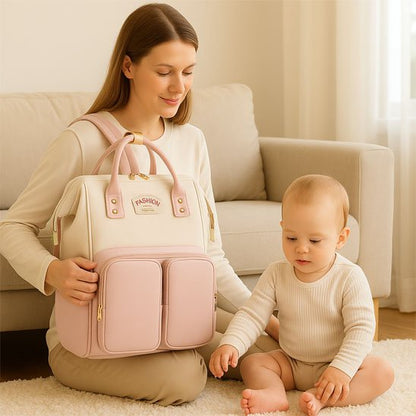 Sac à dos à langer rose pâle très utile maman organisé 