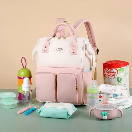 Sac à dos à langer rose pâle