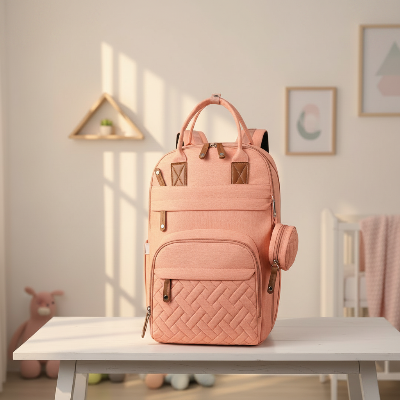 Sac à dos à langer rose pratique pour maman et bébé