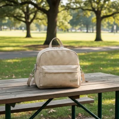 Sac a langer bebe pastel avec poche avant zippée et design compact, parfait pour déplacements quotidiens avec bébé