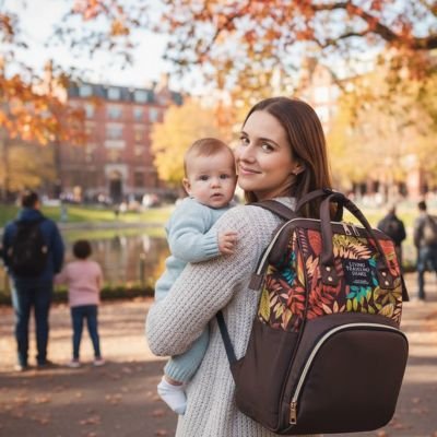 Sac a langer convertible sac à dos ou sac à main, matière facile d’entretien et compartiments pratiques pour sorties quotidiennes avec bébé