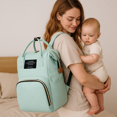 Sac à langer grande capacité avec poches organisées et design élégant pour maman active