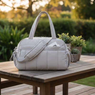 Sac a langer grande capacité en nylon avec fermeture éclair sécurisée et bandoulière ajustable pour maman organisée