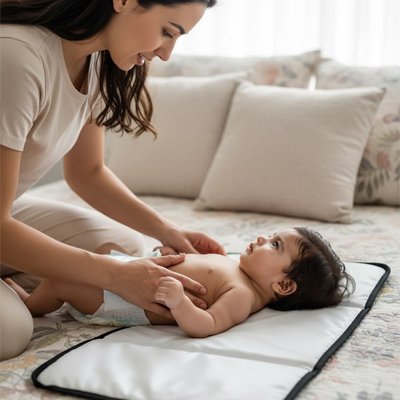 Tapis à langer nomade compact et hypoallergénique pour bébé avec design pratique et élégant