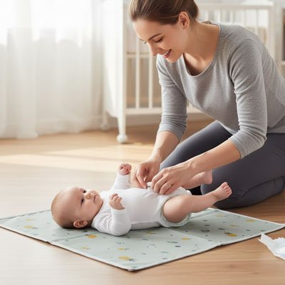 Tapis à langer nomade compact pour bébé, solution pratique et hygiénique pour les sorties en famille