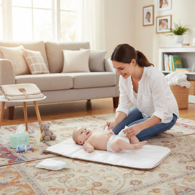 Tapis à langer nomade imperméable et facile à transporter adapté aux besoins des parents actifs