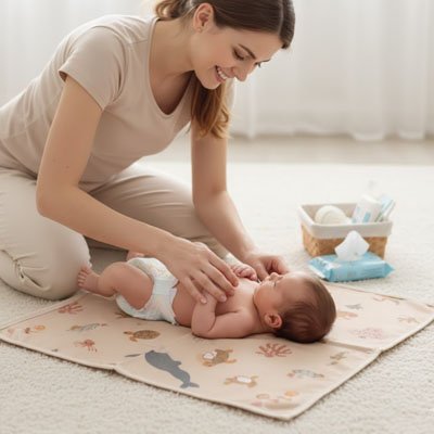 Tapis à langer nomade imperméable pour bébé avec surface douce et confortable, idéal pour les changes à domicile
