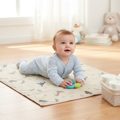 Tapis à langer nomade pliable et imperméable pour bébé avec surface douce et confortable